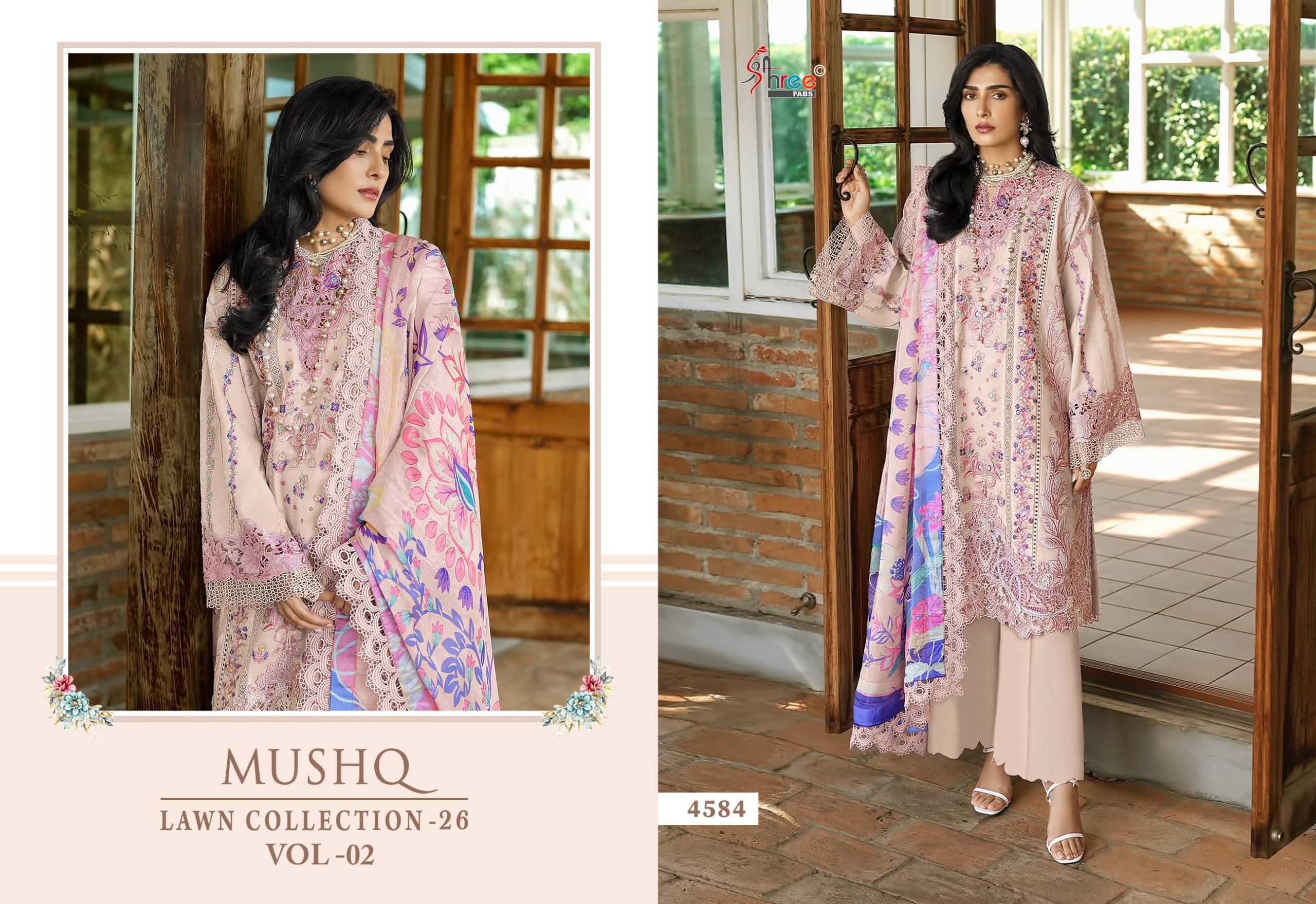 MUSHQ LAWN COLLECTION VOL 2 BY SHREE FABS Indian Traditional casual wear Pakistani pure cotton dresses At Wholesale Price
